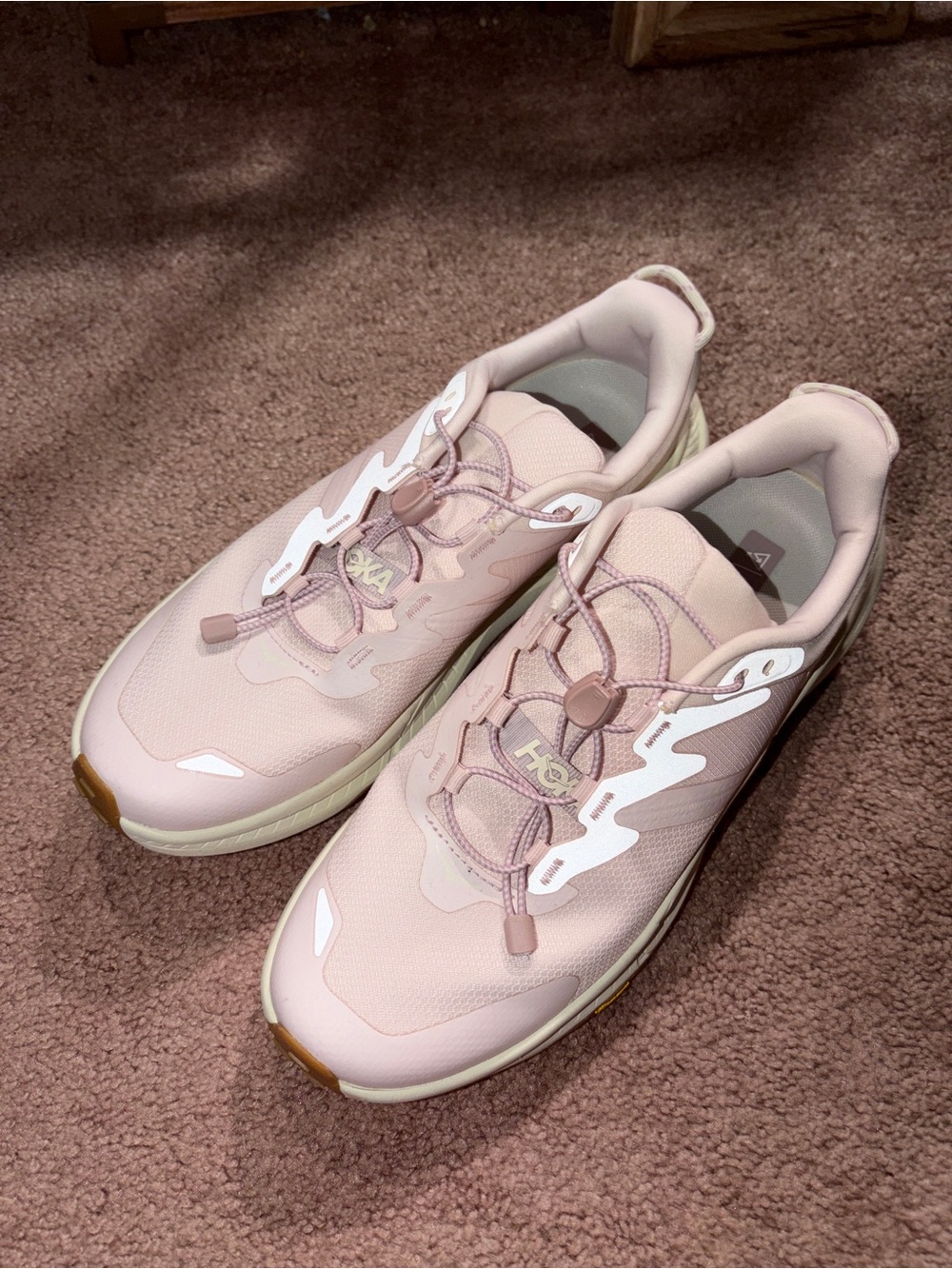 Hoka One One Transport Women's Blush Pink Athletic Sneakers with White Accents